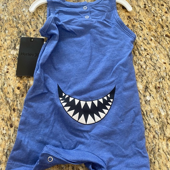 Bundle of 4 - Hurley Blue Romper with Shark Design and 3 Piece Disney Rompers - Picture 2 of 5